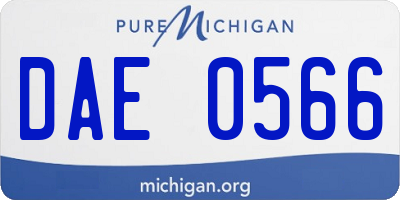 MI license plate DAE0566