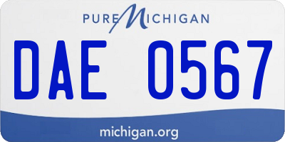 MI license plate DAE0567