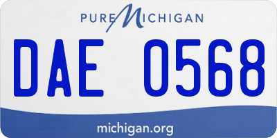 MI license plate DAE0568
