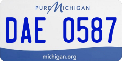 MI license plate DAE0587