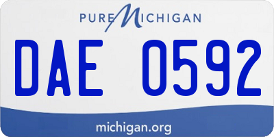MI license plate DAE0592