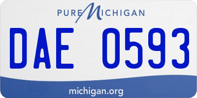 MI license plate DAE0593