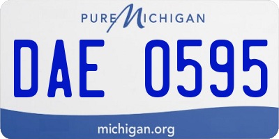 MI license plate DAE0595