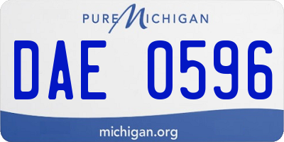 MI license plate DAE0596