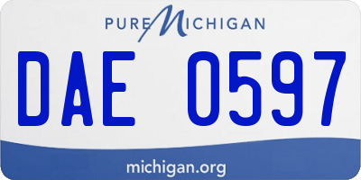MI license plate DAE0597