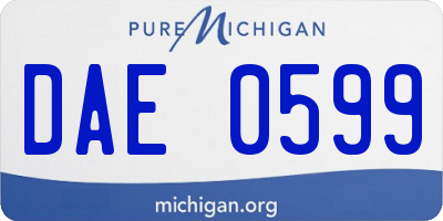 MI license plate DAE0599