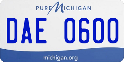 MI license plate DAE0600