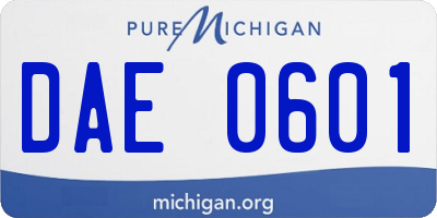 MI license plate DAE0601
