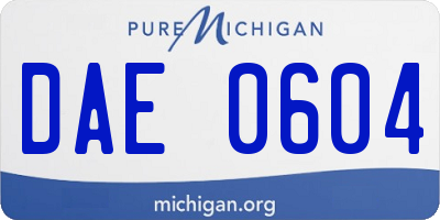 MI license plate DAE0604