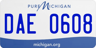 MI license plate DAE0608