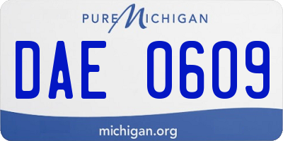 MI license plate DAE0609