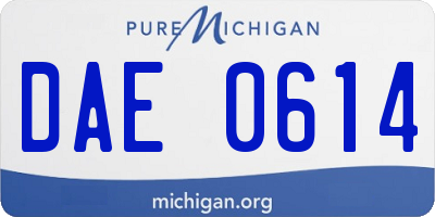 MI license plate DAE0614