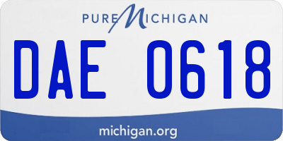 MI license plate DAE0618