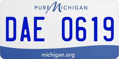 MI license plate DAE0619
