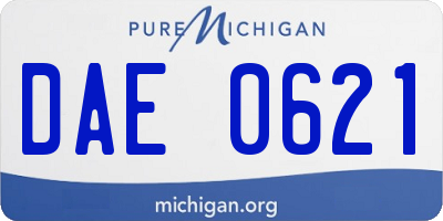 MI license plate DAE0621