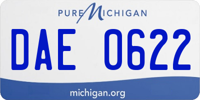 MI license plate DAE0622