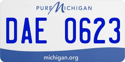 MI license plate DAE0623