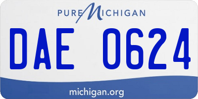 MI license plate DAE0624