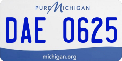 MI license plate DAE0625