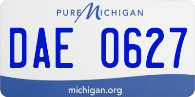 MI license plate DAE0627