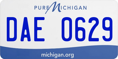 MI license plate DAE0629