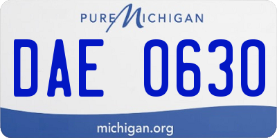 MI license plate DAE0630