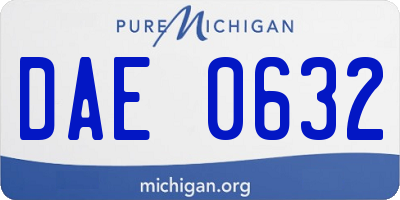 MI license plate DAE0632