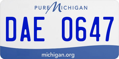 MI license plate DAE0647
