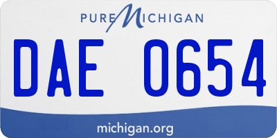 MI license plate DAE0654