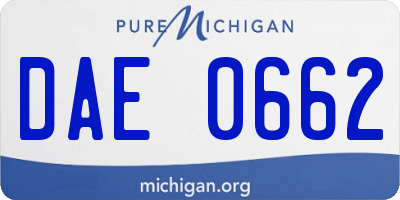MI license plate DAE0662