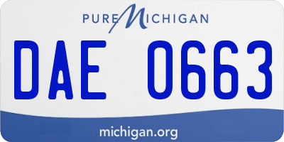 MI license plate DAE0663