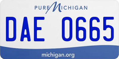 MI license plate DAE0665
