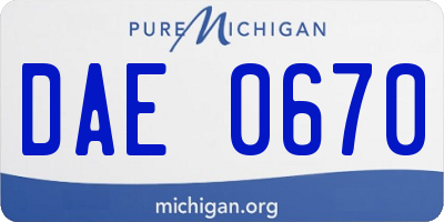 MI license plate DAE0670