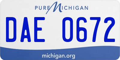 MI license plate DAE0672