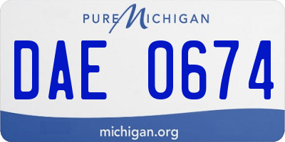 MI license plate DAE0674