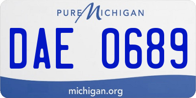 MI license plate DAE0689