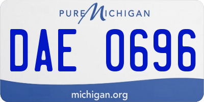 MI license plate DAE0696