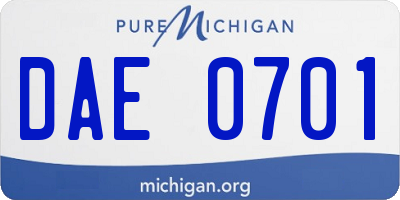 MI license plate DAE0701