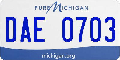 MI license plate DAE0703