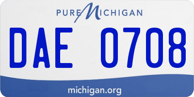 MI license plate DAE0708