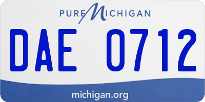 MI license plate DAE0712