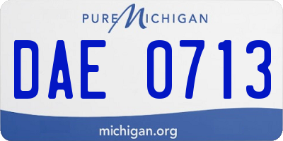 MI license plate DAE0713