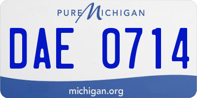MI license plate DAE0714