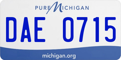 MI license plate DAE0715