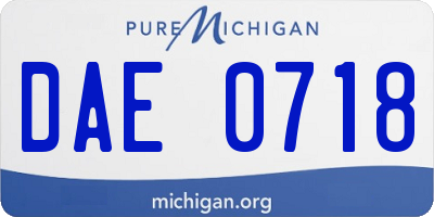 MI license plate DAE0718