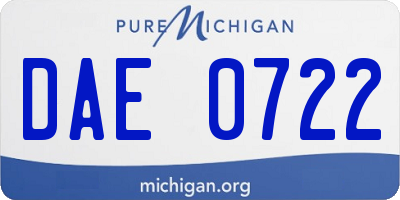 MI license plate DAE0722