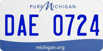 MI license plate DAE0724