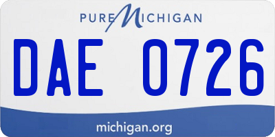 MI license plate DAE0726