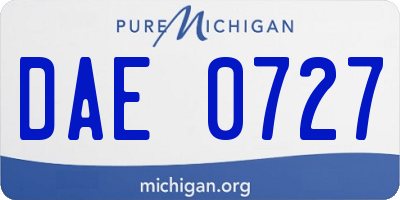 MI license plate DAE0727