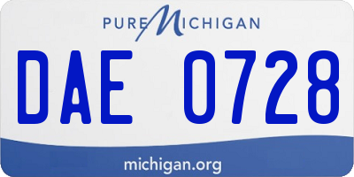 MI license plate DAE0728